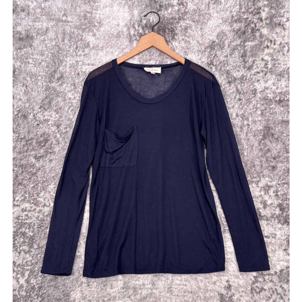 Pete & Greta Johnny Was Shirt Small Womens Blue Sheer Lightweight Jersey Top